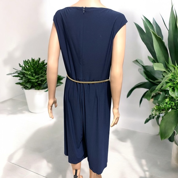 Ralph Lauren Women's Blue Cap Sleeve Wide-Leg Culotte Dress Jumpsuit w/ Pockets - Picture 12 of 16